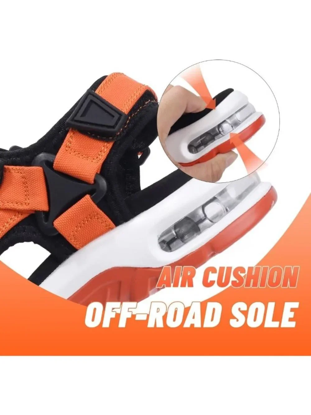 Men's Orange Athletic Sandals Open Toe Hiking Outdoor Non-slip Sandals Casual